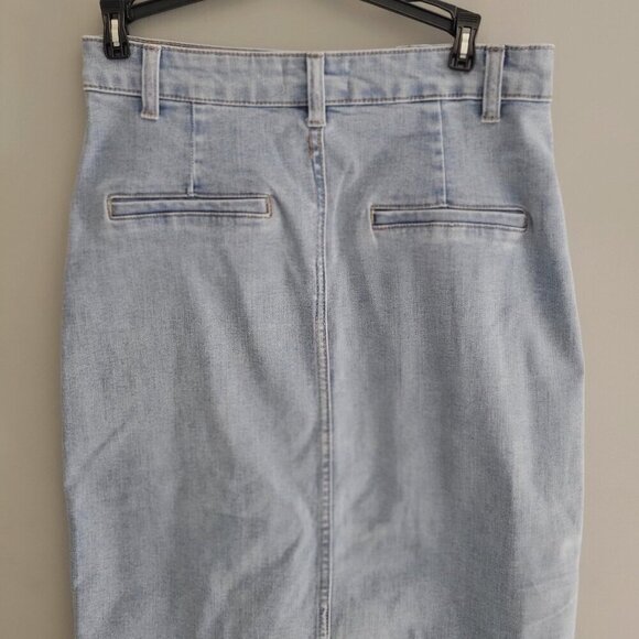 OAT New York Denim Maxi Skirt Size 2/26 Pockets Button Fly Blue Denim - Picture 2 of 8
